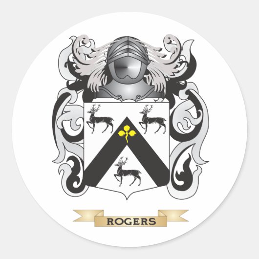 Rogers Coat of Arms (Familienwappen) Runder Aufkleber (Vorderseite)