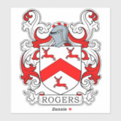 Rogers Familienwappen Aufkleber (Blatt)