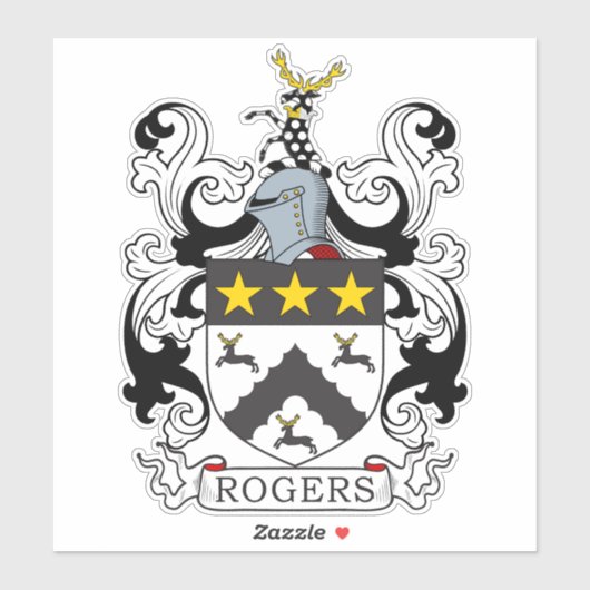 Rogers Familienwappen Aufkleber (Blatt)