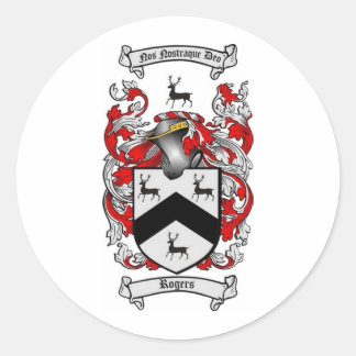 ROGERS FAMILIENWAPPEN RUNDER AUFKLEBER