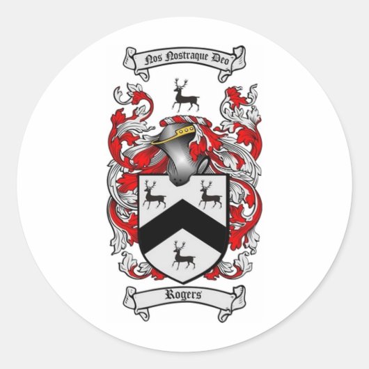 ROGERS FAMILIENWAPPEN RUNDER AUFKLEBER (Vorderseite)