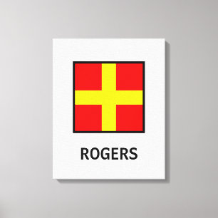 Rogers Family Name Nautic Flag Leinwanddruck