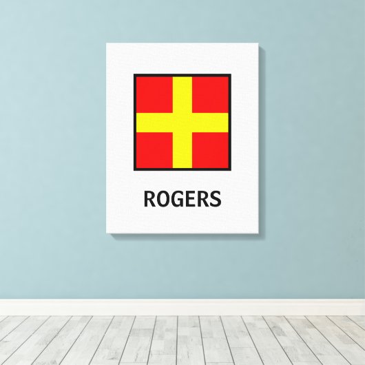 Rogers Family Name Nautic Flag Leinwanddruck (Insitu (Holzboden))