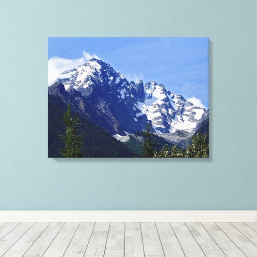 Roger's Pass Summit Stretched Canvas Print Leinwanddruck (Insitu (Holzboden))