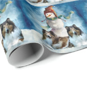 Rogh Collie über Snowman Christmas Geschenkpapier (Rolleneckpunkt)