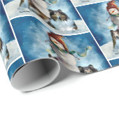 Rogh Collie über Snowman Christmas Geschenkpapier (Rolleneckpunkt)