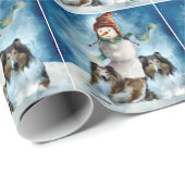 Rogh Collie über Snowman Christmas Geschenkpapier (Rolleneckpunkt)
