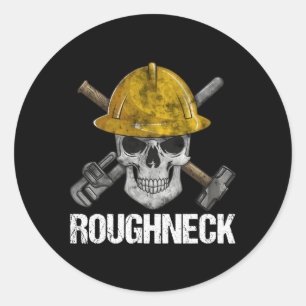 Roghneck Skull Oilfield Worker Oil Field Rig Drig Runder Aufkleber