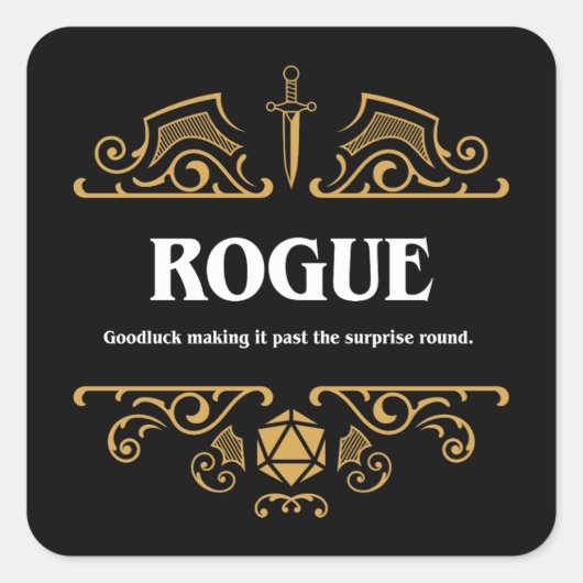 Rogue Class Tabletop RPG Gaming Quadratischer Aufkleber (Vorderseite)