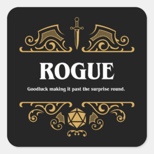 Rogue Class Tabletop RPG Gaming Quadratischer Aufkleber
