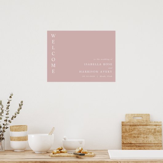 ROGUE Dusty Blush Pink Mauve Wedding Willkommen Poster (Küche)