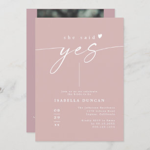 ROGUE Dusty Rose Blush Sie sagte Yes Brautparty Einladung
