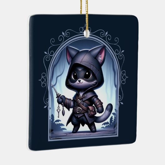Rogue Feline Fantasy Adventure Keramikornament (Rechts)
