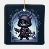 Rogue Feline Fantasy Adventure Keramikornament (Rückseite)