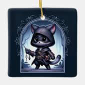 Rogue Feline Fantasy Adventure Keramikornament (Vorderseite)