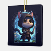 Rogue Feline Fantasy Adventure Keramikornament (Links)