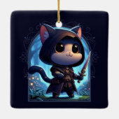 Rogue Feline Fantasy Adventure Keramikornament (Rückseite)