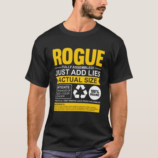Rogue Fully Assembled Gamer Rogue mit Zeichen T-Shirt (Vorderseite)