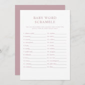 ROGUE Modern Dusty Rose Baby Word Scramble Game Einladung (Vorne/Hinten)