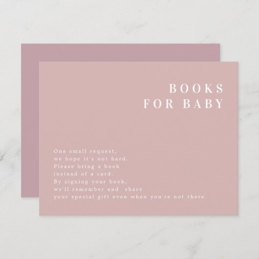 ROGUE Modern Dusty Rose Blush Books for Baby Card Einladung (Vorne/Hinten)