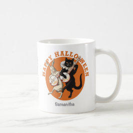 Roguish black cat and rabbit CC1053 Halloween Kaffeetasse
