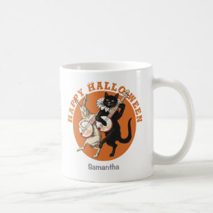 Roguish black cat and rabbit CC1053 Halloween Kaffeetasse