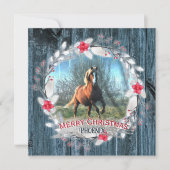 Roh Foto blauer Holzrahmen silber Feiertagskarte (Vorderseite)