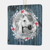 Roh Foto blauer Holzrahmen silber Keramikornament (Links)