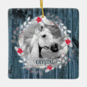 Roh Foto blauer Holzrahmen silber Keramikornament (Vorderseite)