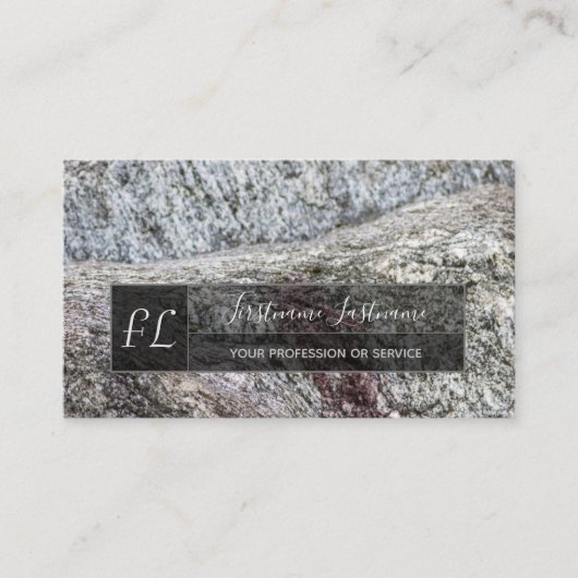 Roh graues Marmorgestein in Monogramm b Visitenkarte (Vorderseite)