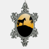 Roh- und Baumschwarze Silhouetten Schneeflocken Zinn-Ornament (Links)