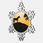 Roh- und Baumschwarze Silhouetten Schneeflocken Zinn-Ornament (Rechts)