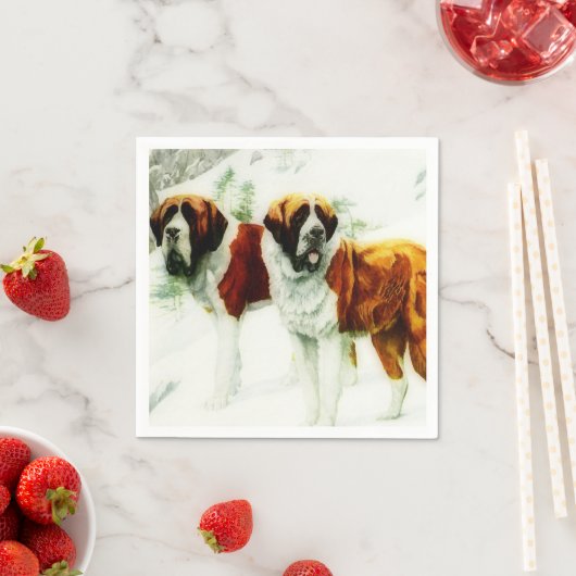 roh und glatt St. Bernard - Malerei Serviette (Beispiel)