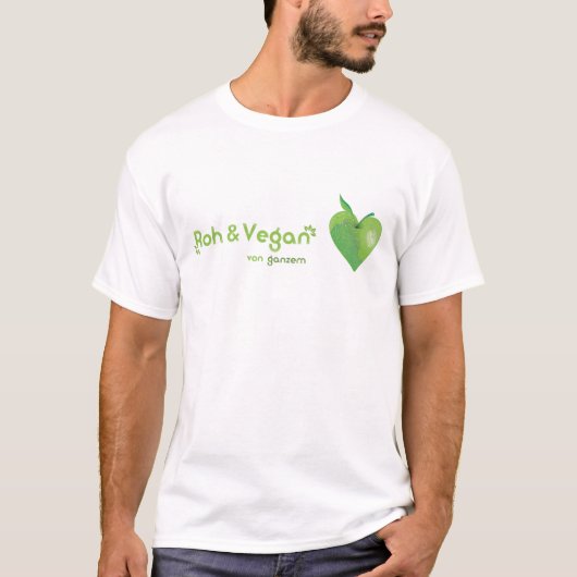 Roh & vegan von ganzem Herzen (grünes Apfelherz) T-Shirt (Vorderseite)