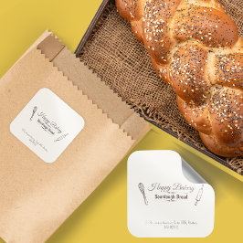 Rohbrot Kochen Utensil Minimalistisch Quadratischer Aufkleber