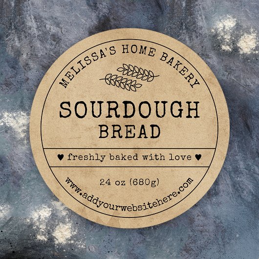 Rohbrot Rustikale Vintage Bäckerei Etikett Runder Aufkleber