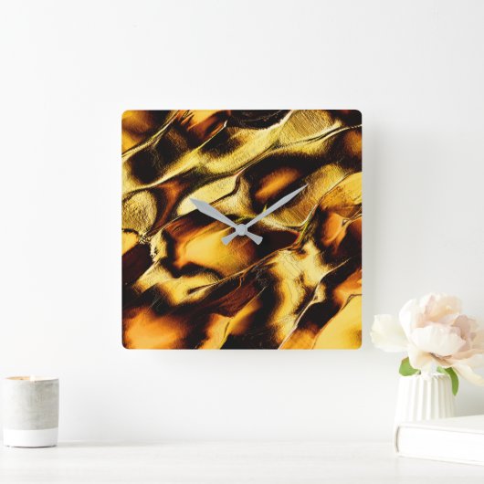 Rohdünen in verbranntem Gold Quadratische Wanduhr (Zuhause)