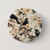 Rohe Baummuster krähen Blumenbäume Button (Vorderseite)