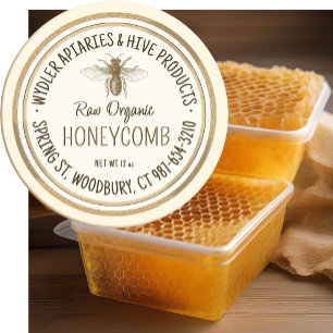Rohe Bio Honeycomb Goldgrunge Border Bee Runder Aufkleber