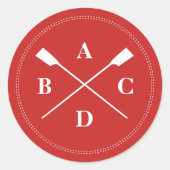 Rohe gekreuzte Autos, Monogramm rot Runder Aufkleber (Vorderseite)