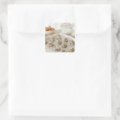 Rohe Kekse auf Backblech Quadratischer Aufkleber (Tasche)