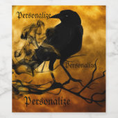 Rohe Krähenernte Mond fallen schwarz-orange Weinetikett (Einzelnes Label)