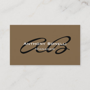 Rohe Umber Brown Modern Monogram Business Card Visitenkarte