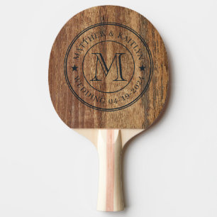 Rohe Zedernholz-Hochzeits-Monogramm-Stern Tischtennis Schläger