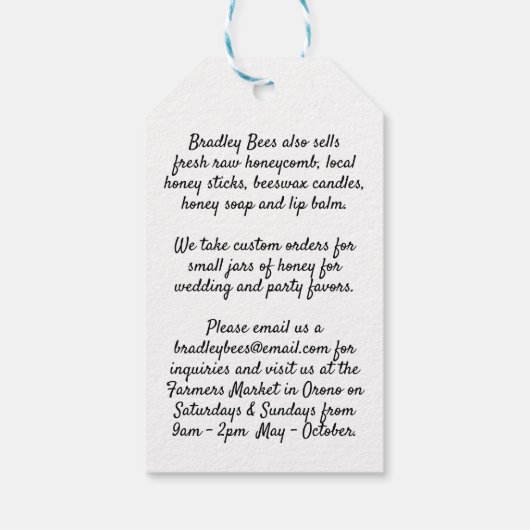 Roher Herbst oder Forest Honey Little Bee & Honey  Geschenkanhänger (Rückseite)