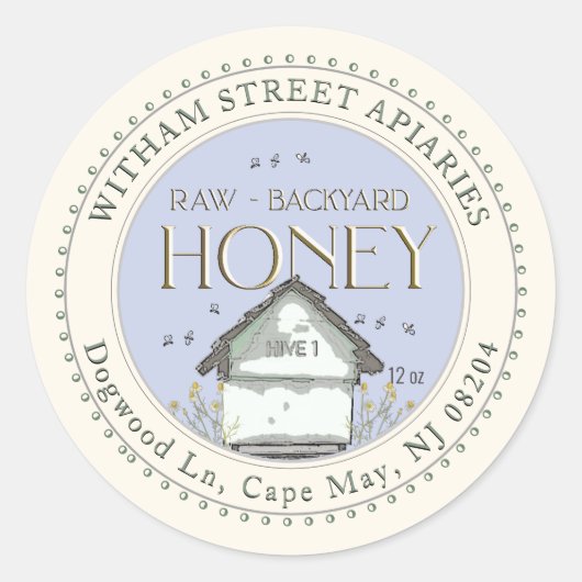 Roher Honig aus dem Hinterhof mit Bienensiegel Runder Aufkleber (Vorderseite)