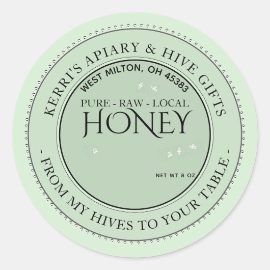 Roher Honig aus meinen Bienenstöcken bis zum Tisch Runder Aufkleber (Vorderseite)
