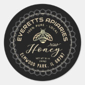 Roher Honig Gold Grunge Honigwabenkorb mit Biene Runder Aufkleber (Vorderseite)