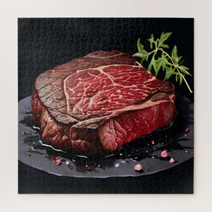 Roher Ribeye-Steak Nahaufnahme Puzzle