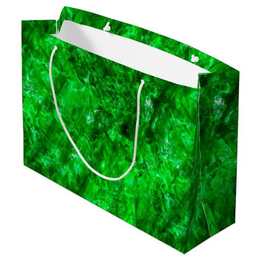 Roher Smaragd Große Geschenktüte (Rückseite Schrägansicht)
